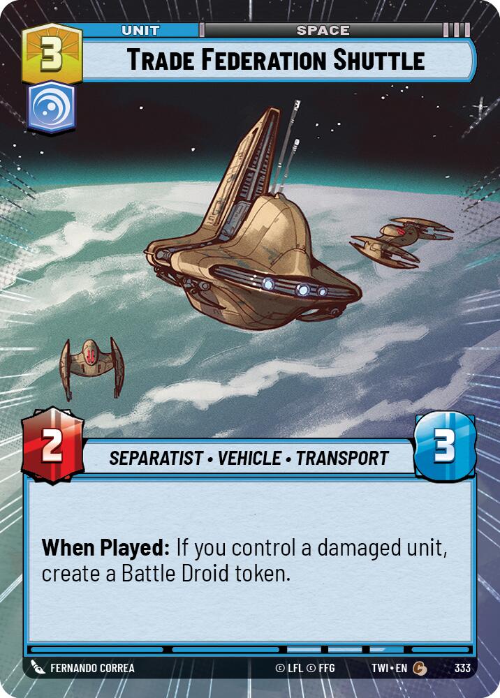 Trade Federation Shuttle (333) (Hyperspace) (333) [Twilight of the Republic] | Cards and Coasters CA