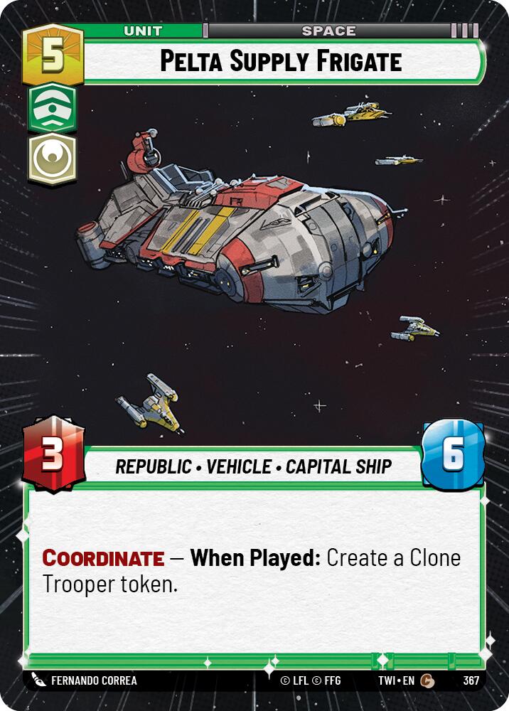 Pelta Supply Frigate (367) (Hyperspace) (367) [Twilight of the Republic] | Cards and Coasters CA