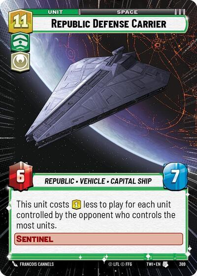 Republic Defense Carrier (369) (Hyperspace) (369) [Twilight of the Republic] | Cards and Coasters CA