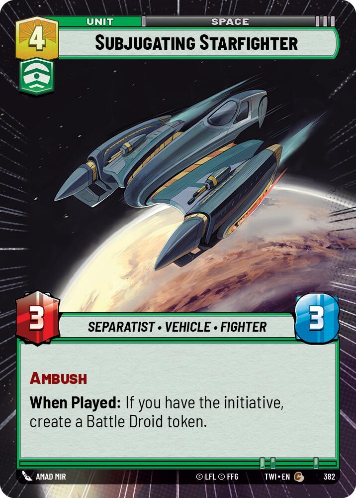 Subjugating Starfighter (382) (Hyperspace) (382) [Twilight of the Republic] | Cards and Coasters CA