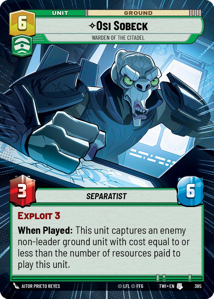 Osi Sobeck - Warden of the Citadel (385) (Hyperspace) (385) [Twilight of the Republic] | Cards and Coasters CA