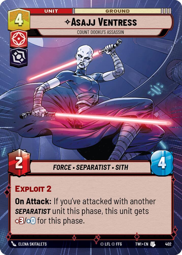 Asajj Ventress - Count Dooku's Assassin (402) (Hyperspace) (402) [Twilight of the Republic] | Cards and Coasters CA