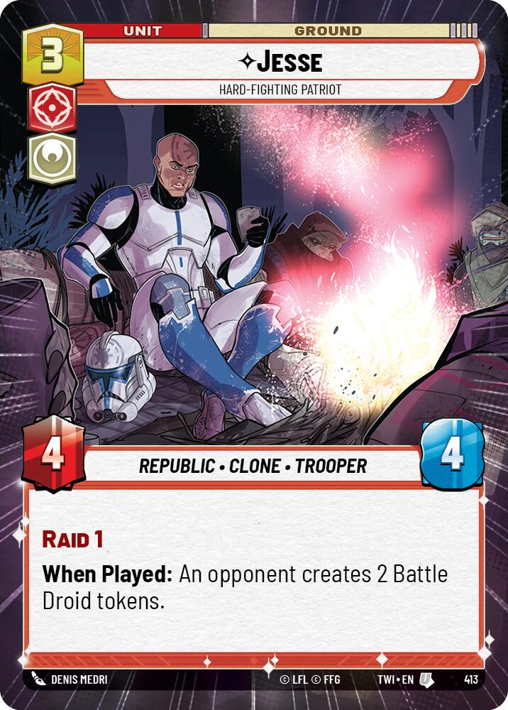 Jesse - Hard-Fighting Patriot (413) (Hyperspace) (413) [Twilight of the Republic] | Cards and Coasters CA