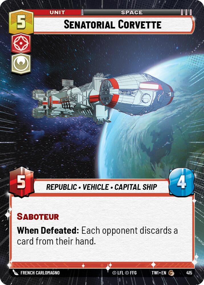 Senatorial Corvette (415) (Hyperspace) (415) [Twilight of the Republic] | Cards and Coasters CA
