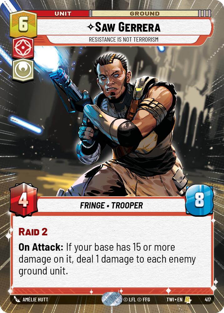 Saw Gerrera - Resistance is Not Terrorism (417) (Hyperspace) (417) [Twilight of the Republic] | Cards and Coasters CA