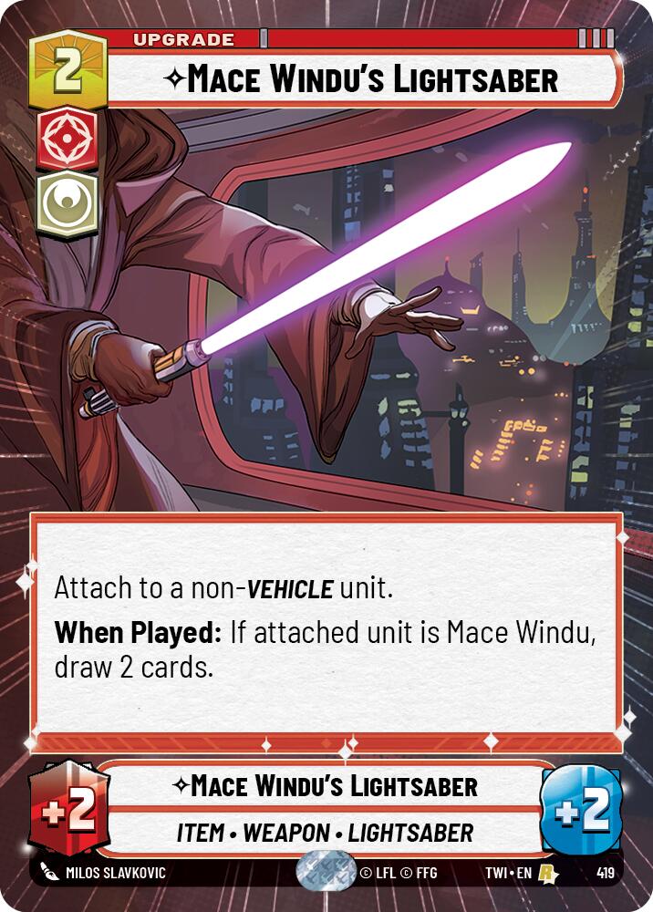 Mace Windu's Lightsaber (419) (Hyperspace) (419) [Twilight of the Republic] | Cards and Coasters CA