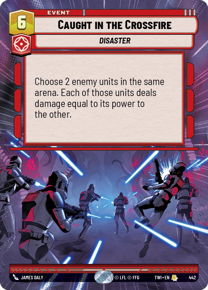 Caught in the Crossfire (442) (Hyperspace) (442) [Twilight of the Republic] | Cards and Coasters CA