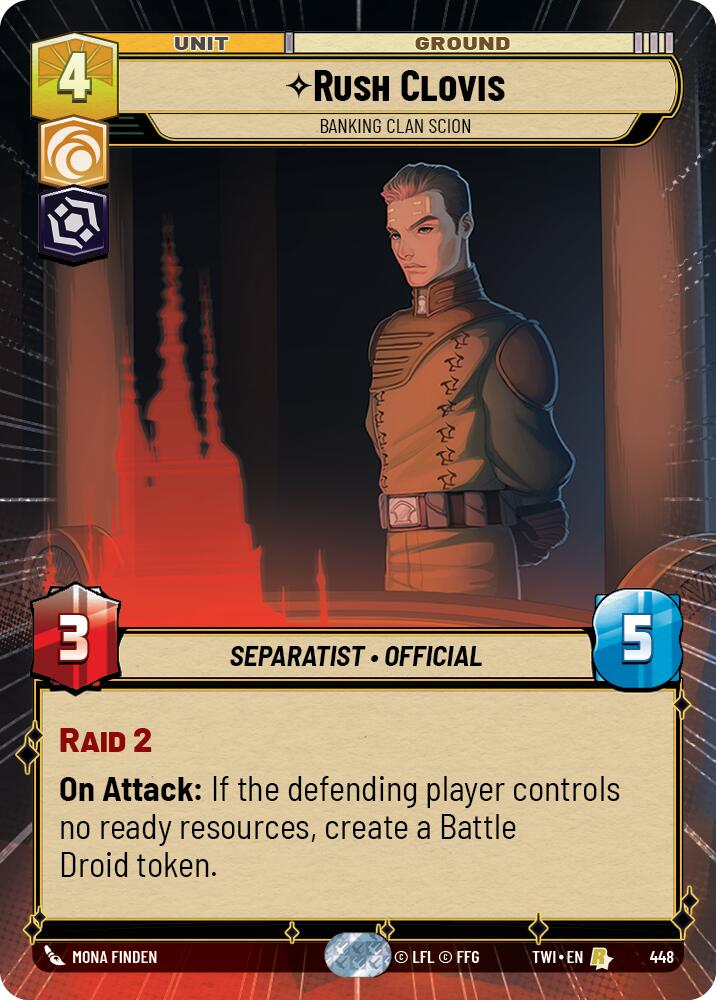 Rush Clovis - Banking Clan Scion (448) (Hyperspace) (448) [Twilight of the Republic] | Cards and Coasters CA