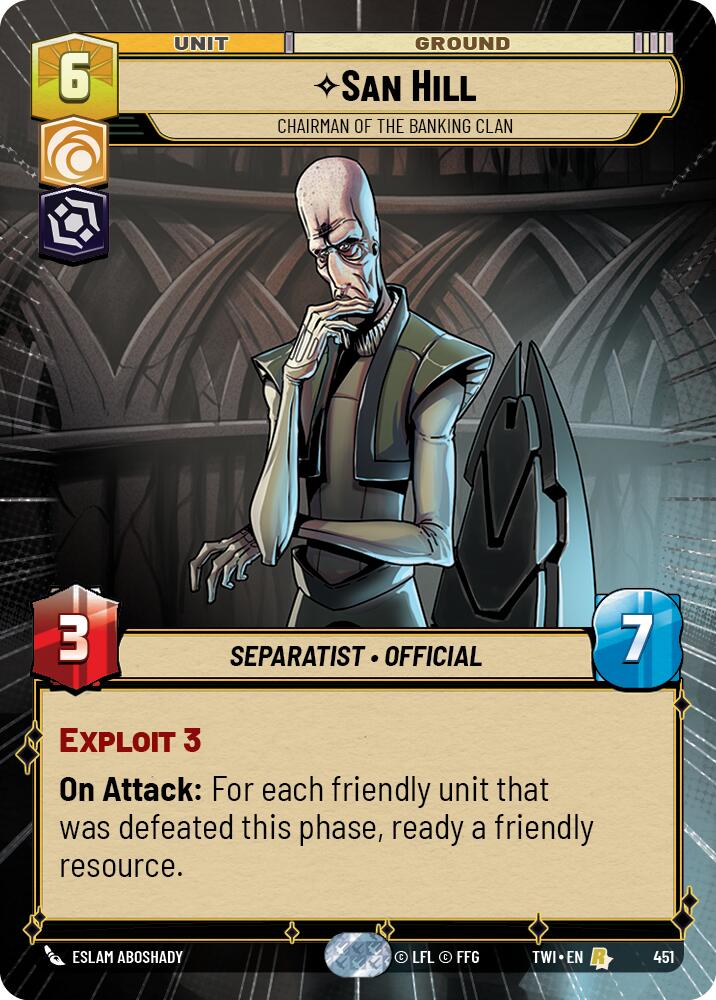 San Hill - Chairman of the Banking Clan (451) (Hyperspace) (451) [Twilight of the Republic] | Cards and Coasters CA