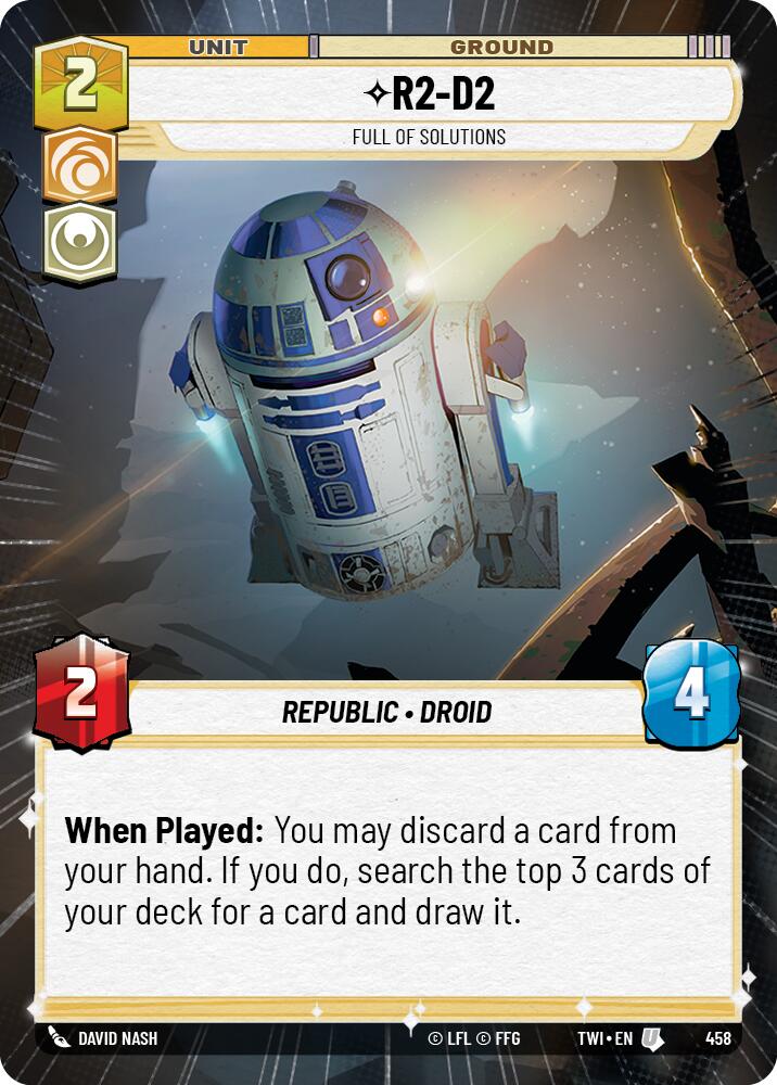 R2-D2 - Full of Solutions (458) (Hyperspace) (458) [Twilight of the Republic] | Cards and Coasters CA