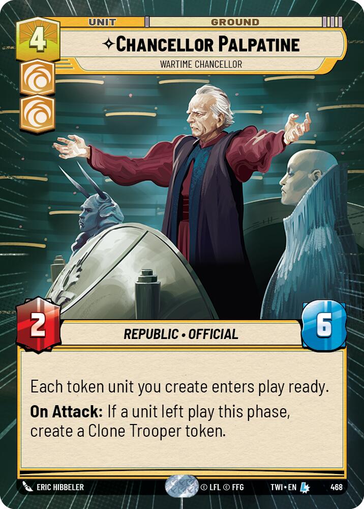 Chancellor Palpatine - Wartime Chancellor (468) (Hyperspace) (468) [Twilight of the Republic] | Cards and Coasters CA