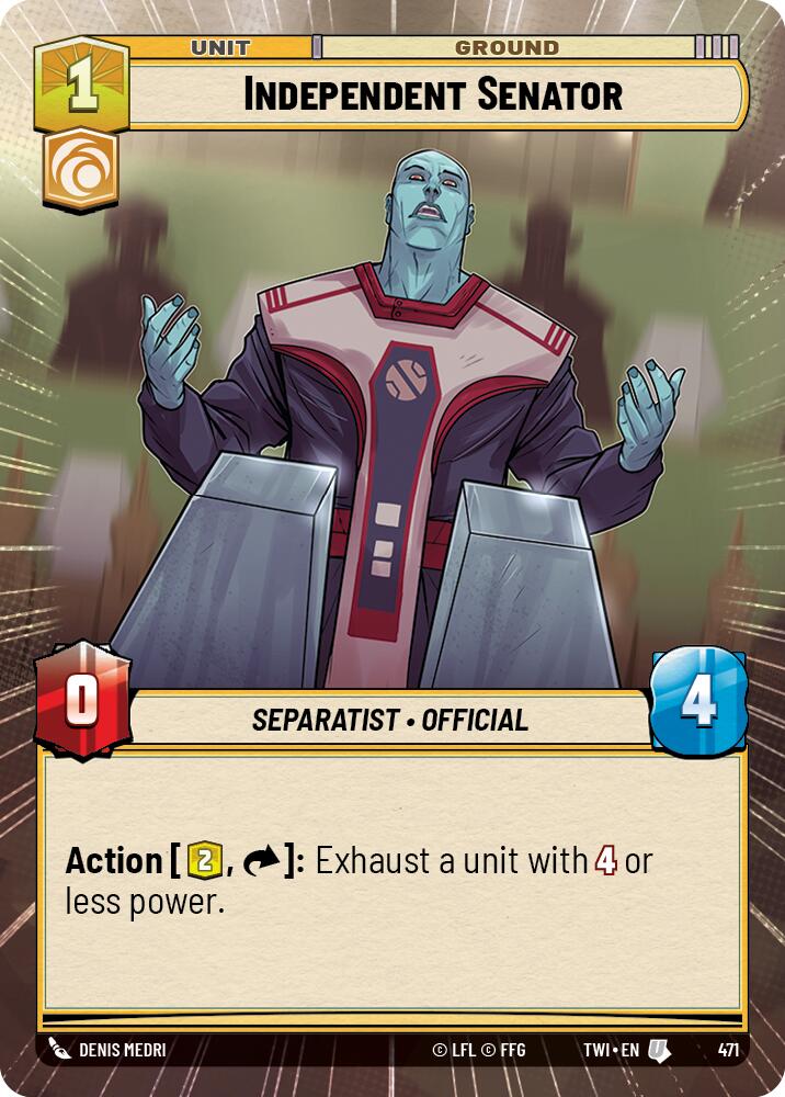 Independent Senator (471) (Hyperspace) (471) [Twilight of the Republic] | Cards and Coasters CA