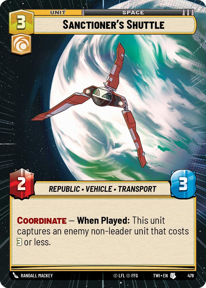 Sanctioner's Shuttle (478) (Hyperspace) (478) [Twilight of the Republic] | Cards and Coasters CA