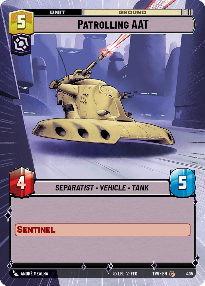 Patrolling AAT (495) (Hyperspace) (495) [Twilight of the Republic] | Cards and Coasters CA