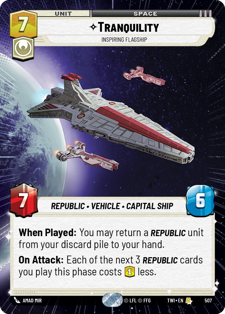 Tranquility - Inspiring Flagship (507) (Hyperspace) (507) [Twilight of the Republic] | Cards and Coasters CA