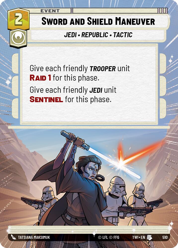 Sword and Shield Maneuver (510) (Hyperspace) (510) [Twilight of the Republic] | Cards and Coasters CA