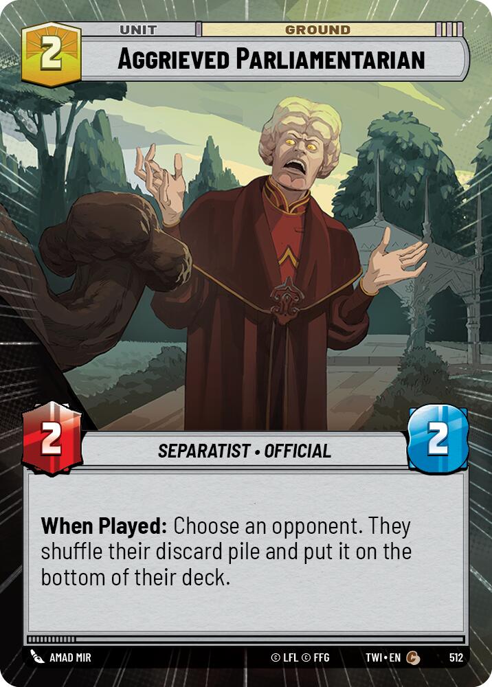 Aggrieved Parliamentarian (Hyperspace) (512) [Twilight of the Republic] | Cards and Coasters CA