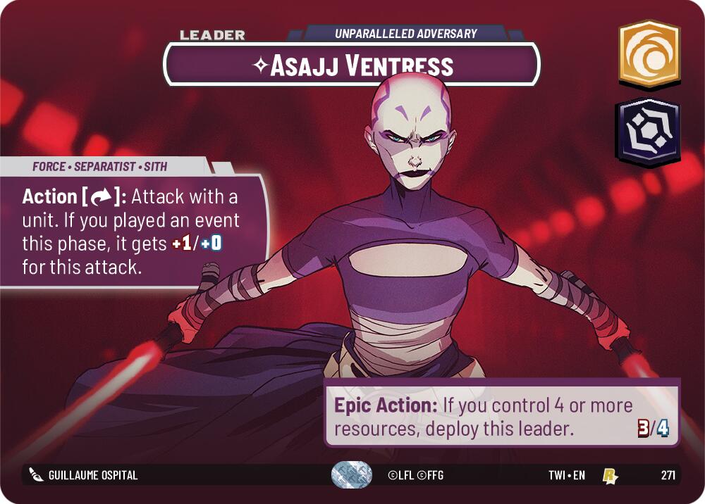 Asajj Ventress - Unparalleled Adversary (271) (Showcase) (271) [Twilight of the Republic] | Cards and Coasters CA