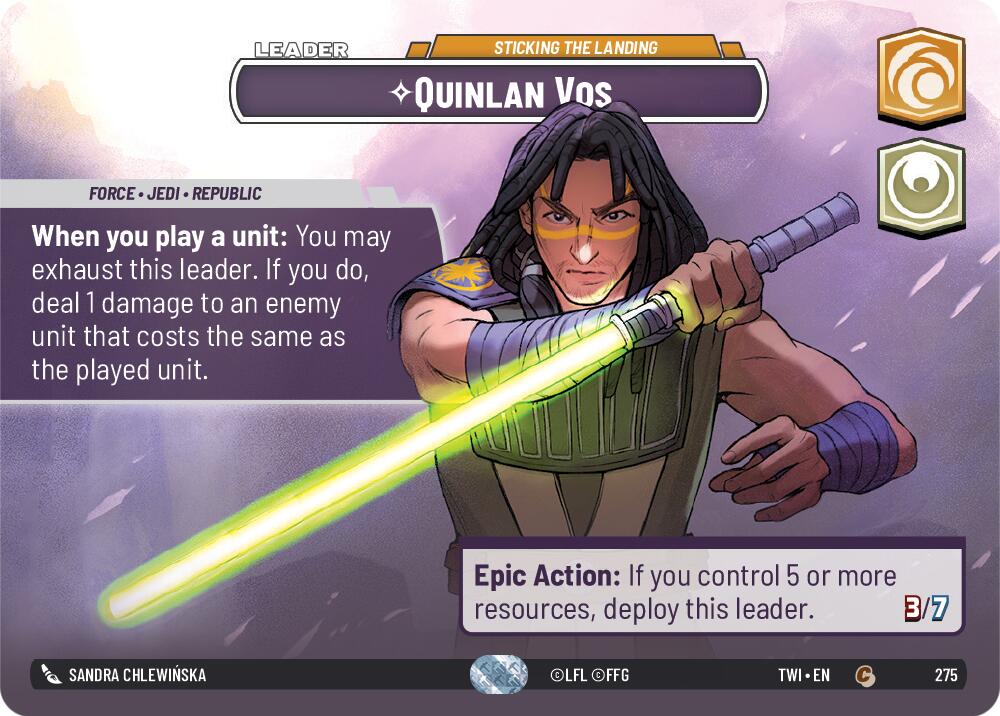 Quinlan Vos - Sticking the Landing (275) (Showcase) (275) [Twilight of the Republic] | Cards and Coasters CA