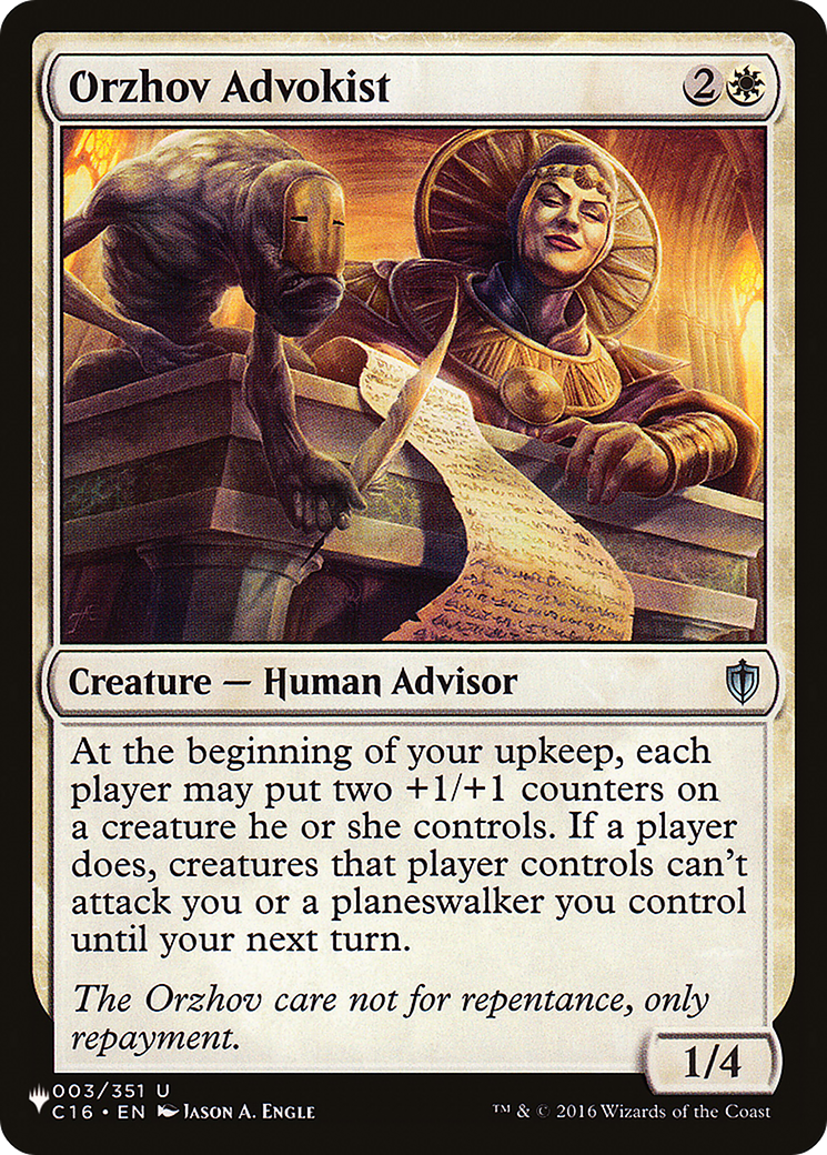 Orzhov Advokist [The List Reprints] | Cards and Coasters CA