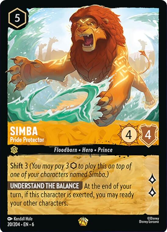 Simba - Pride Protector (20/204) [Azurite Sea] | Cards and Coasters CA