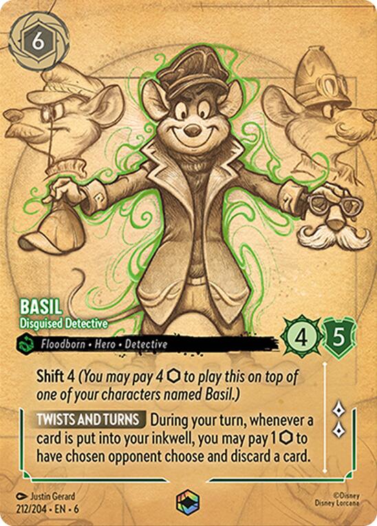 Basil - Disguised Detective (Enchanted) (212/204) [Azurite Sea] | Cards and Coasters CA