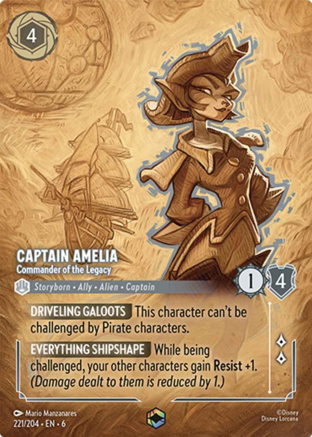 Captain Amelia - Commander of the Legacy (Enchanted) (221/204) [Azurite Sea] | Cards and Coasters CA