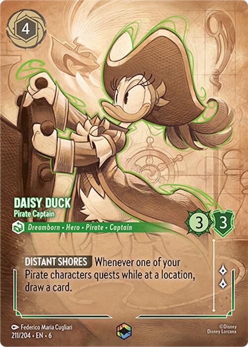 Daisy Duck - Pirate Captain (Enchanted) (211/204) [Azurite Sea] | Cards and Coasters CA