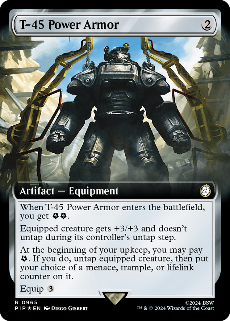 T-45 Power Armor (Extended Art) (Surge Foil) [Fallout] | Cards and Coasters CA