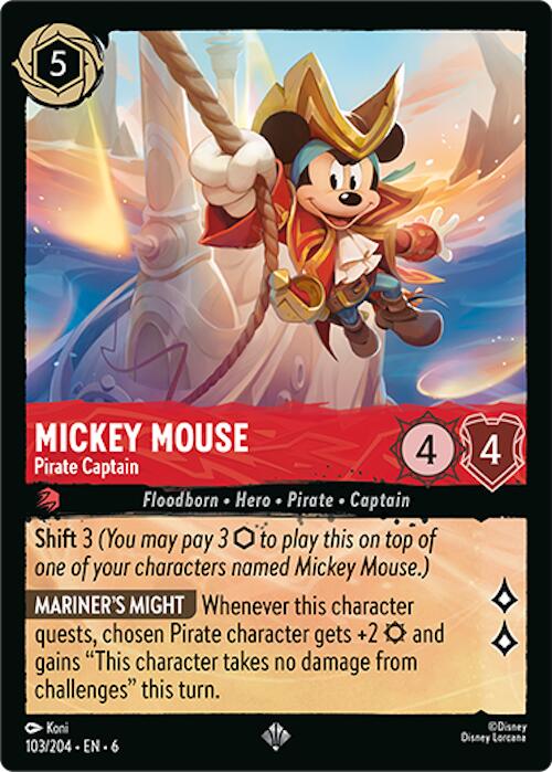 Mickey Mouse - Pirate Captain (103/204) [Azurite Sea] | Cards and Coasters CA