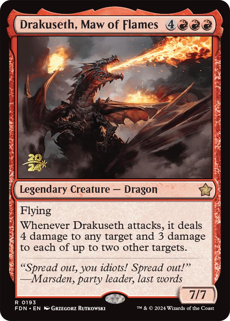 Drakuseth, Maw of Flames [Foundations Prerelease Promos] | Cards and Coasters CA