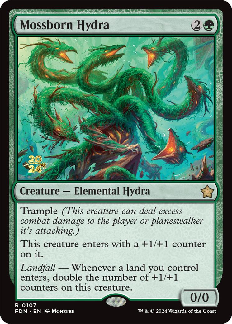 Mossborn Hydra [Foundations Prerelease Promos] | Cards and Coasters CA