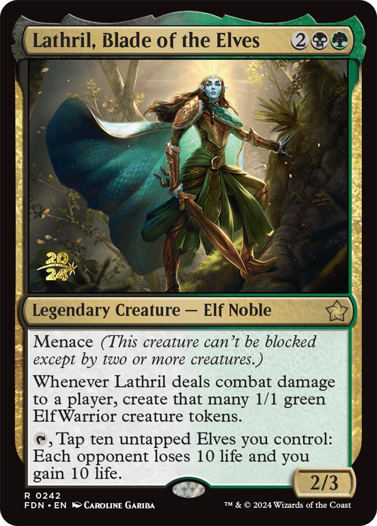 Lathril, Blade of the Elves [Foundations Prerelease Promos] | Cards and Coasters CA