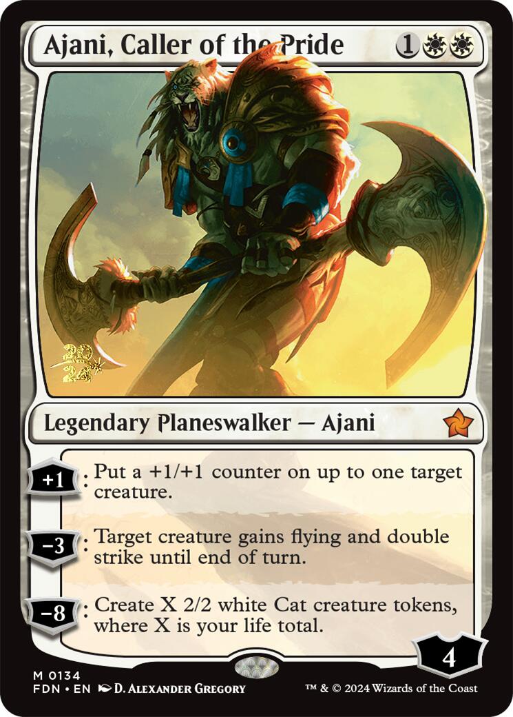 Ajani, Caller of the Pride [Foundations Prerelease Promos] | Cards and Coasters CA