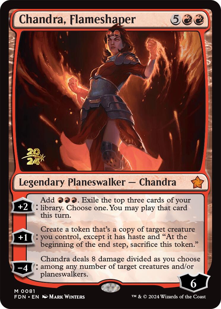 Chandra, Flameshaper [Foundations Prerelease Promos] | Cards and Coasters CA