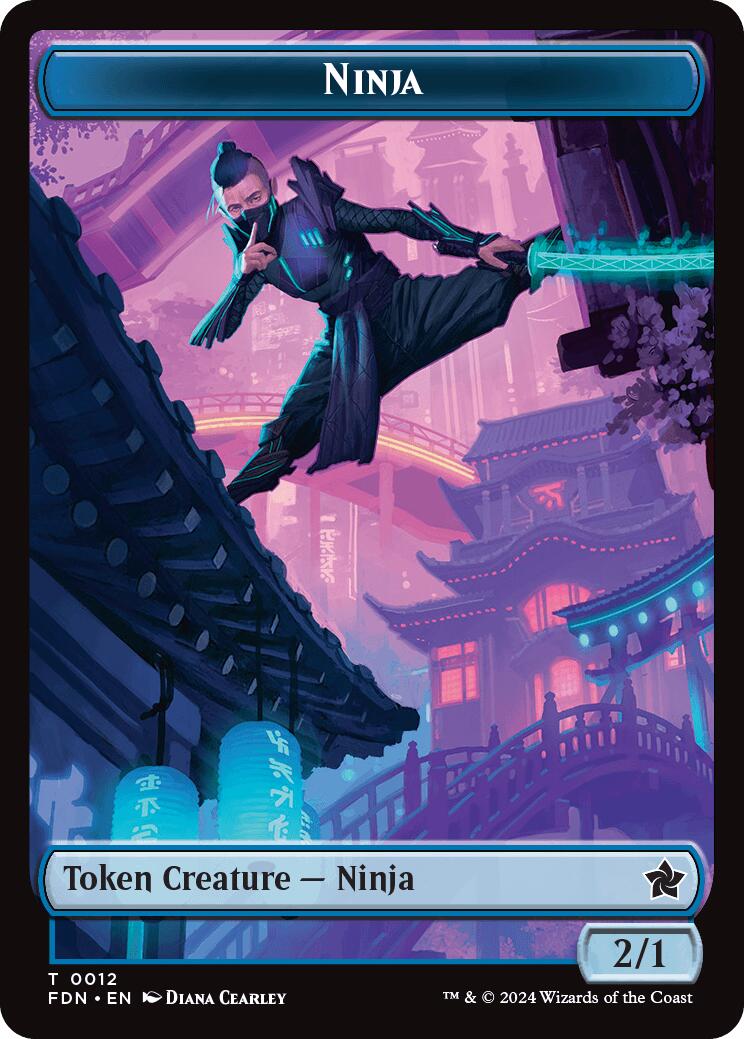 Emblem - Kaito, Cunning Infiltrator // Ninja Doubled-Sided Token [Foundations Tokens] | Cards and Coasters CA