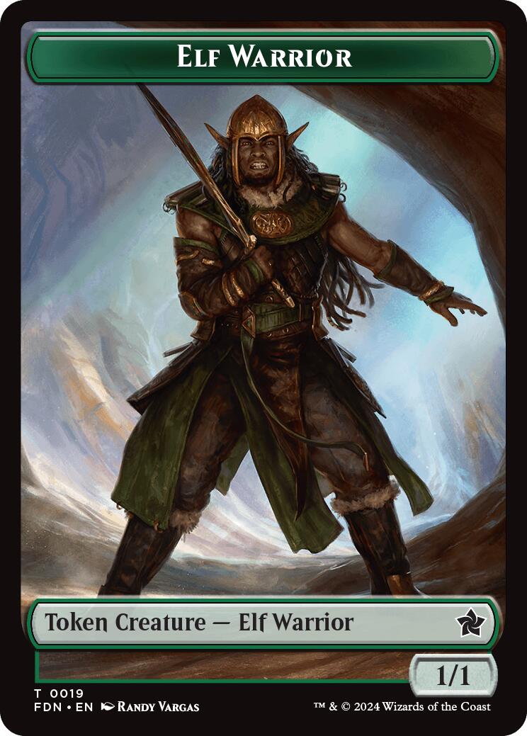 Elf Warrior // Raccoon Doubled-Sided Token [Foundations Tokens] | Cards and Coasters CA