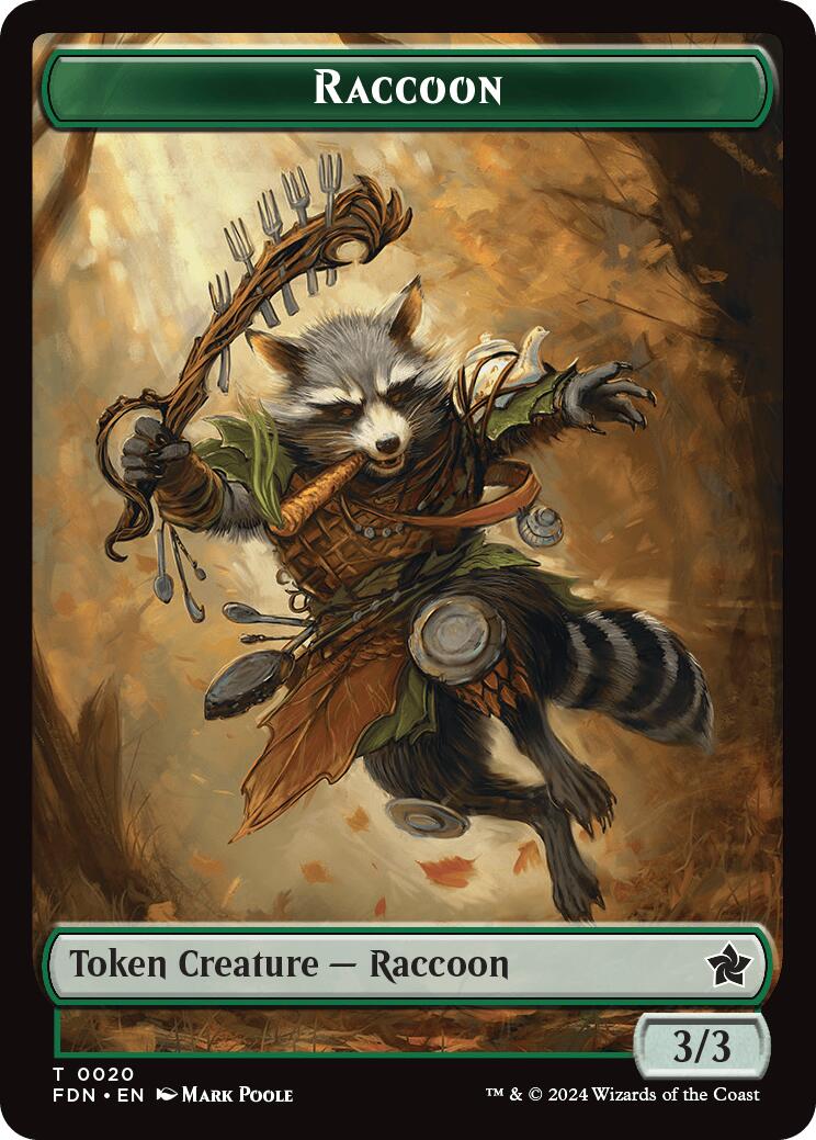 Elf Warrior // Raccoon Doubled-Sided Token [Foundations Tokens] | Cards and Coasters CA