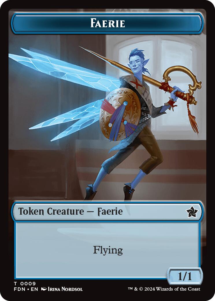 Faerie // Fish Doubled-Sided Token [Foundations Tokens] | Cards and Coasters CA