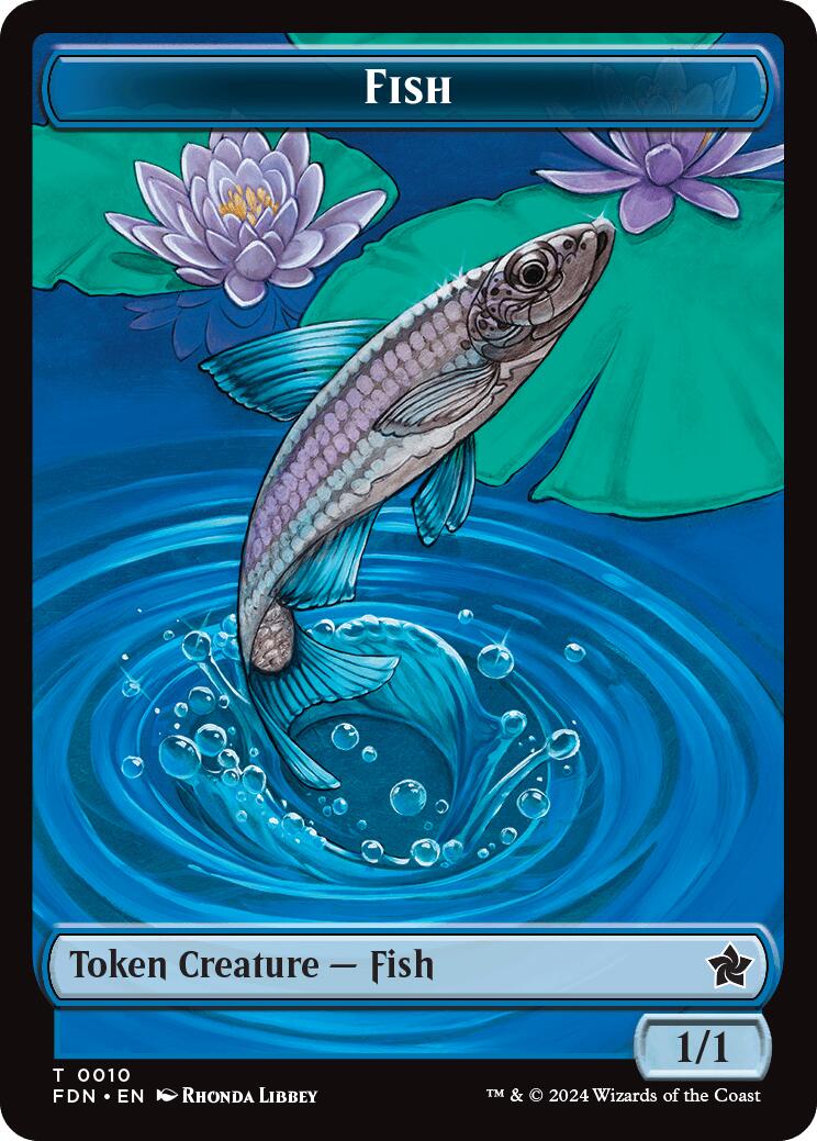 Faerie // Fish Doubled-Sided Token [Foundations Tokens] | Cards and Coasters CA