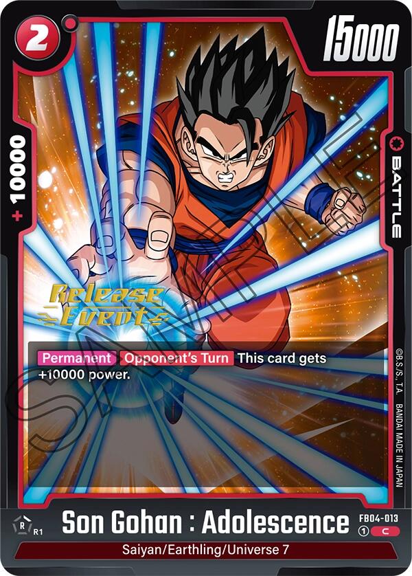 Son Gohan : Adolescence (FB04-013) [Ultra Limit Release Event Cards] | Cards and Coasters CA