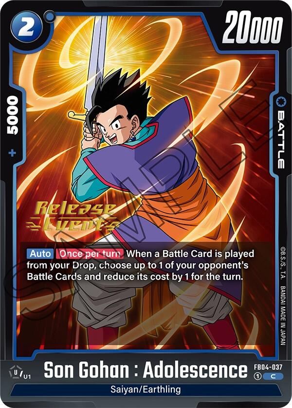 Son Gohan : Adolescence (FB04-037) [Ultra Limit Release Event Cards] | Cards and Coasters CA