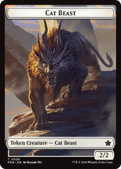 Cat Beast // Dragon (0017) Double-Sided Token [Foundations Tokens] | Cards and Coasters CA