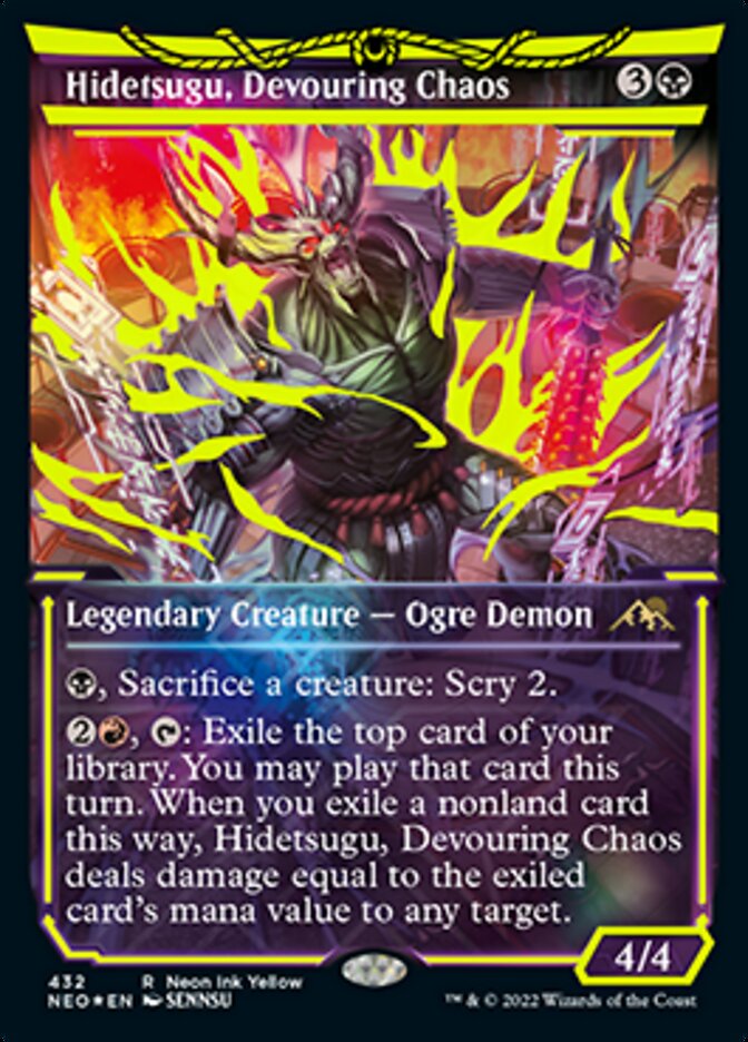 Hidetsugu, Devouring Chaos (Neon Ink Yellow) [Kamigawa: Neon Dynasty] | Cards and Coasters CA