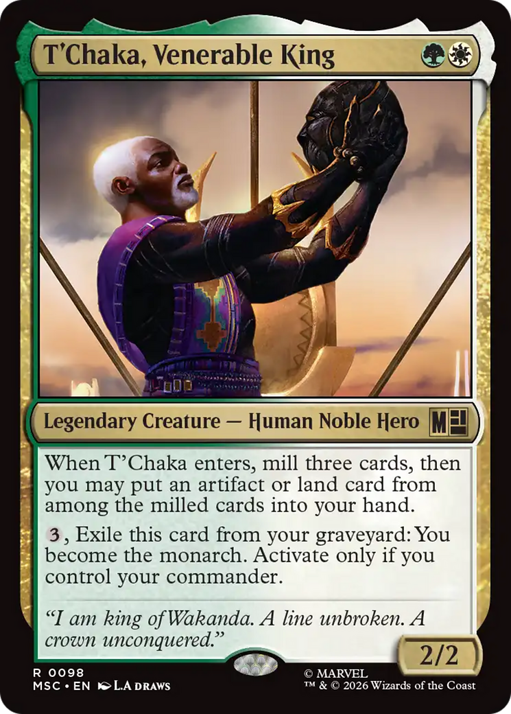 T'Chaka, Venerable King (Surge Foil) [Marvel Super Heroes Commander] | Cards and Coasters CA