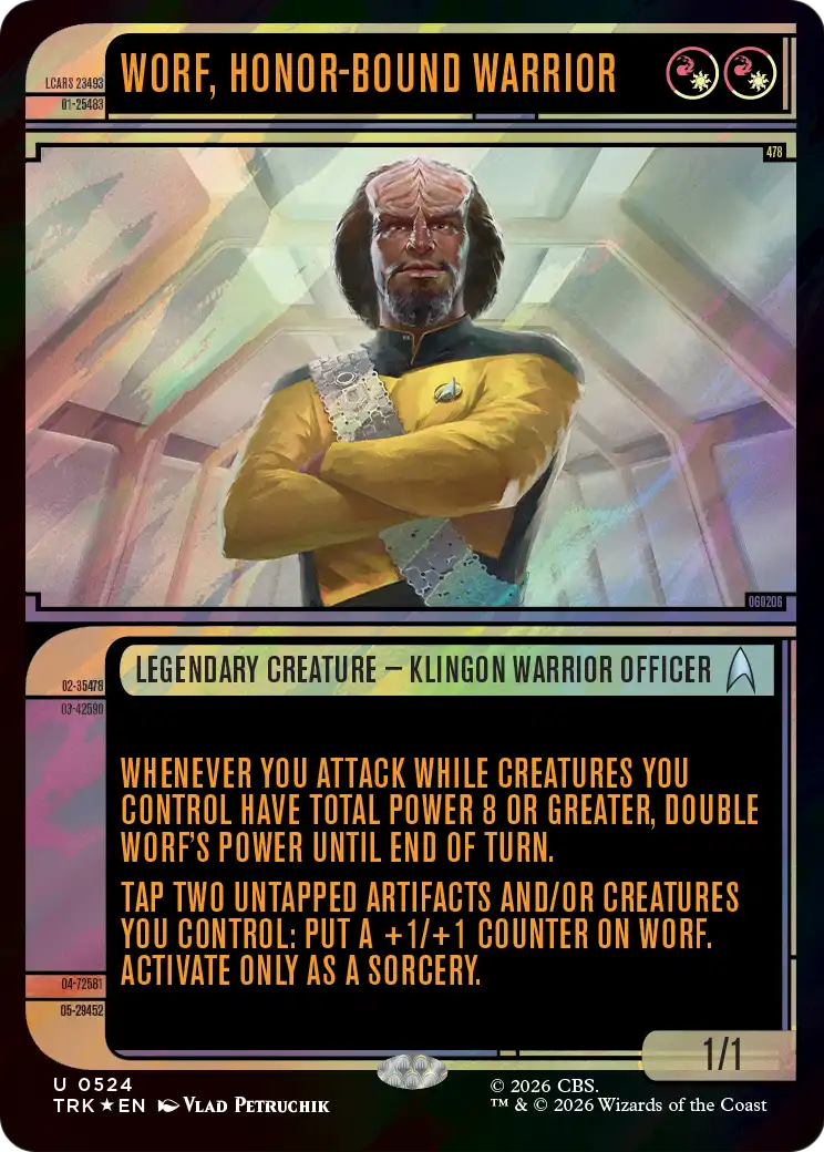 Worf, Honor-Bound Warrior (Showcase) (0524) (Surge Foil) [Star Trek] | Cards and Coasters CA