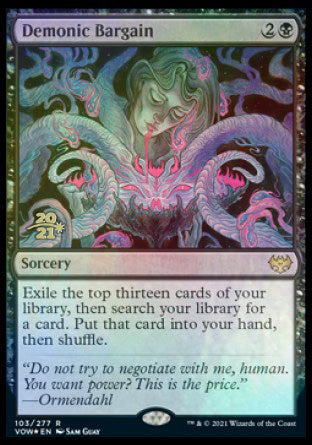 Demonic Bargain [Innistrad: Crimson Vow Prerelease Promos] | Cards and Coasters CA