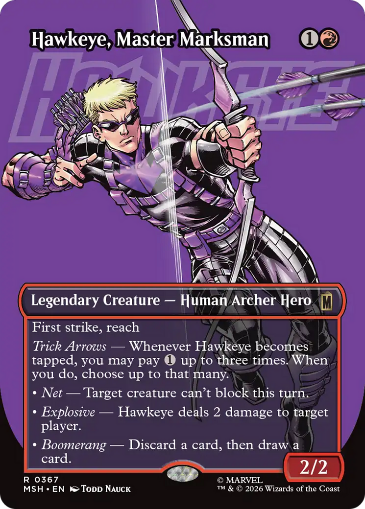 Hawkeye, Master Marksman (Borderless) [Marvel Super Heroes] | Cards and Coasters CA