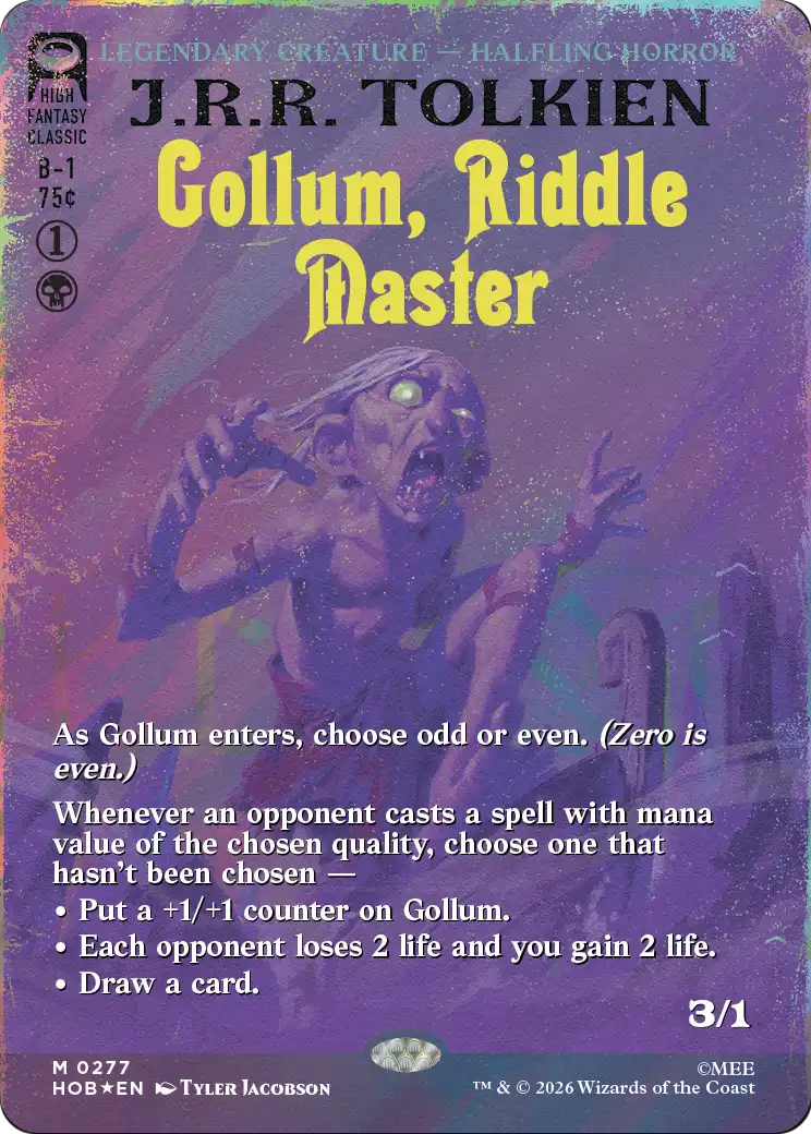 Gollum, Riddle Master (Borderless) (Surge Foil) [The Hobbit] | Cards and Coasters CA