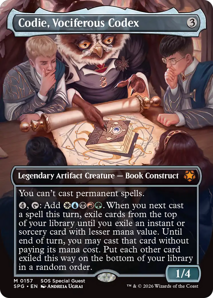 Codie, Vociferous Codex (Borderless) [Secrets of Strixhaven Special Guests] | Cards and Coasters CA